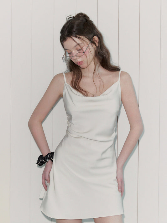 Rubel Satin Shirred Sleeveless Mini Dress