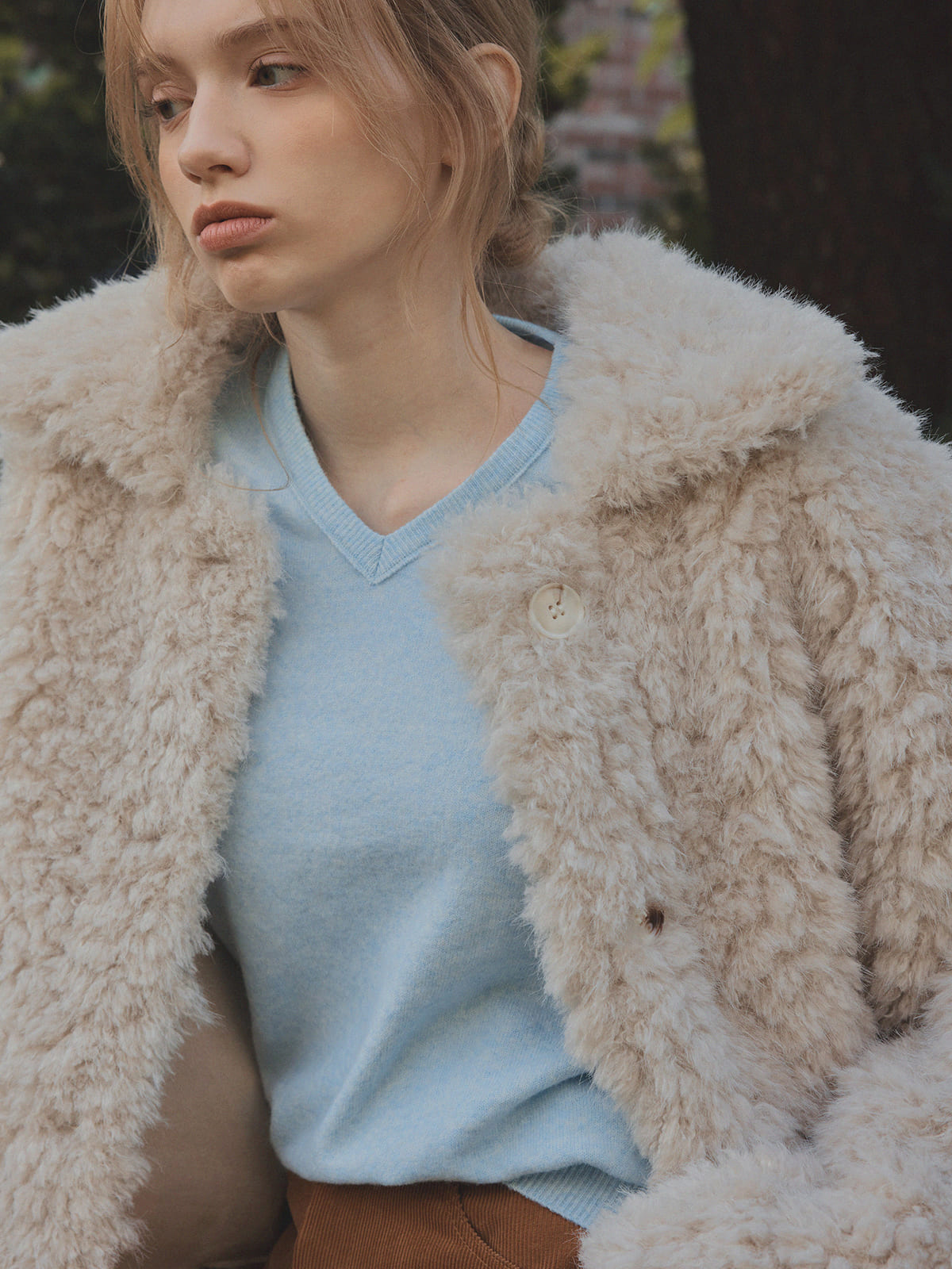 Buard Shearling Collar Fur Jacket