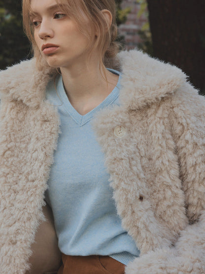 Buard Shearling Collar Fur Jacket