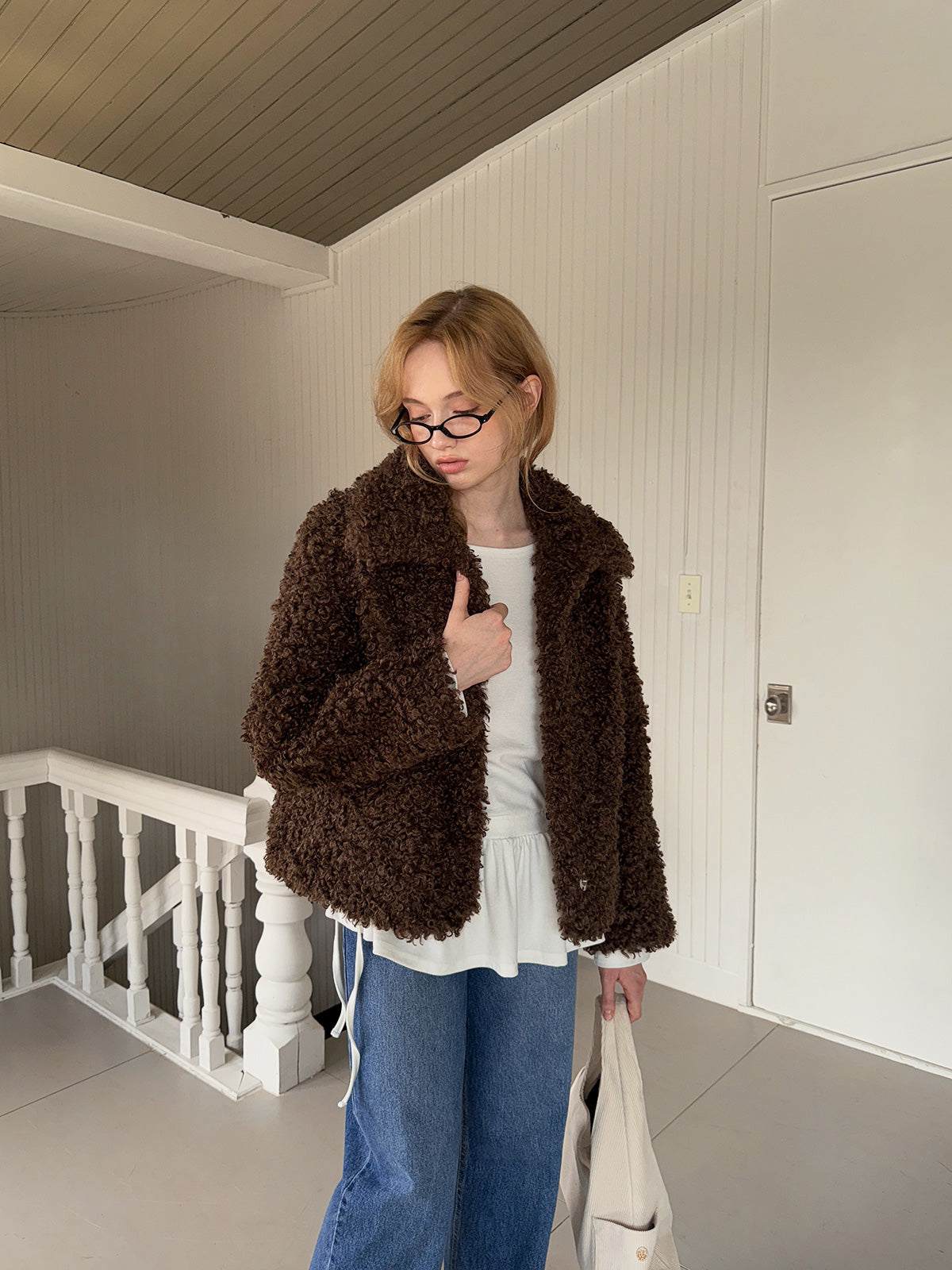Rotten Wide-Collar Teddy Fur Jacket