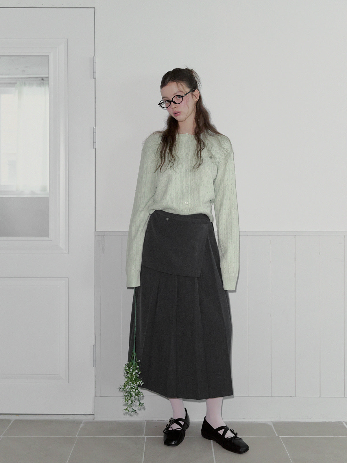 Mio Layered Pleated Long Skirt