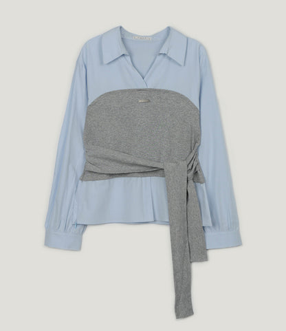 Noen Layered Top Bustier Shirt Blouse