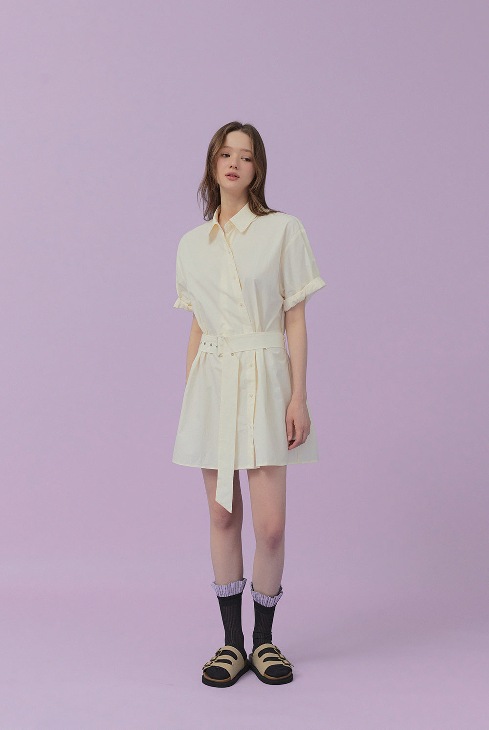 Lovin Roll-Up Shirt Dress (Belt Set)