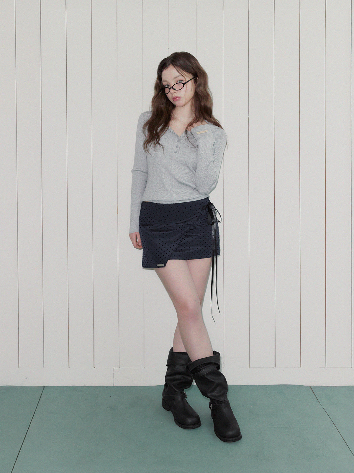 Belvid Dot Wrap Mini Skirt