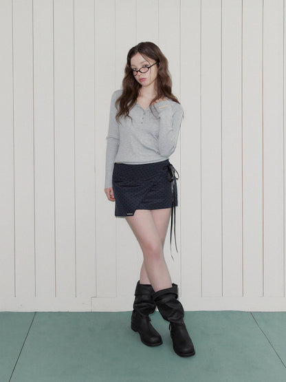 Belvid Dot Wrap Mini Skirt