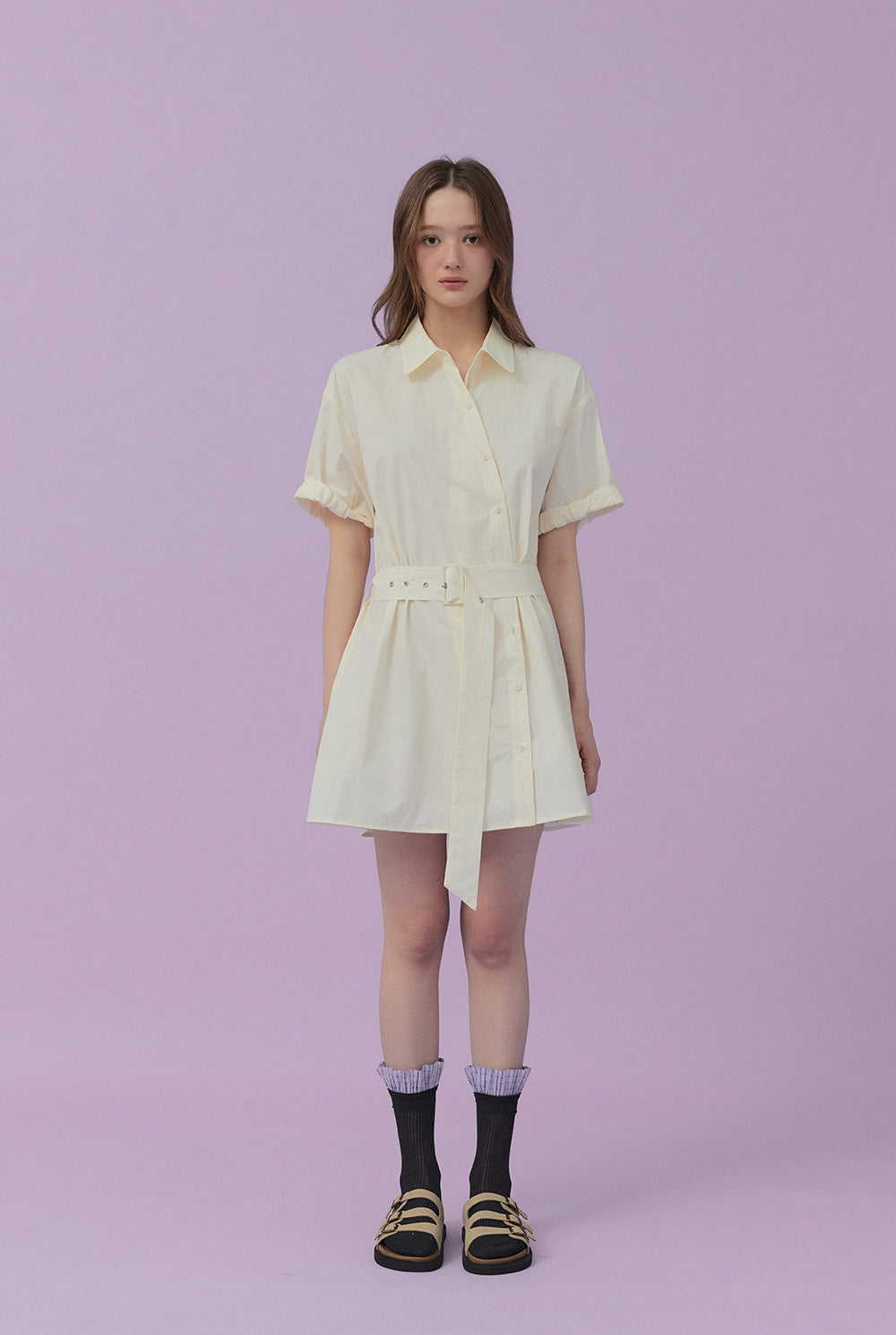 Lovin Roll-Up Shirt Dress (Belt Set)