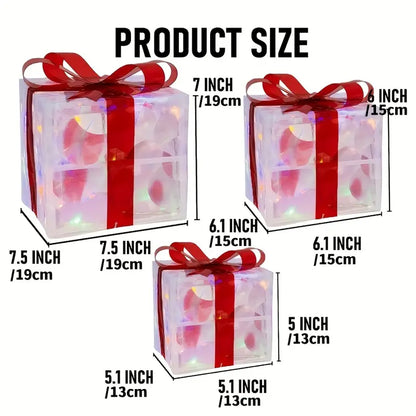 Twinkling Trio: Christmas Lighted Gift Box Set