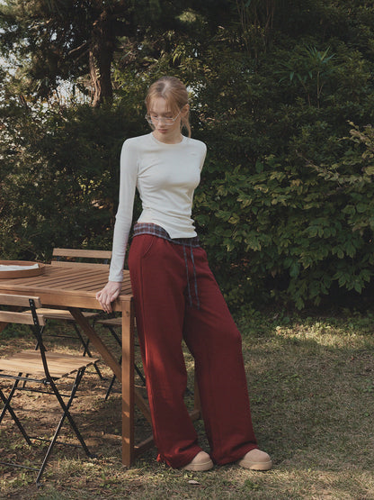 Jardin Check Contrast Wide Sweatpants