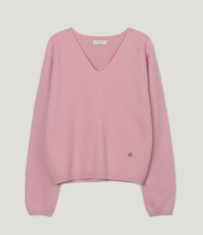 Longc Wool Pastel V-Neck Long-Sleeve Knit