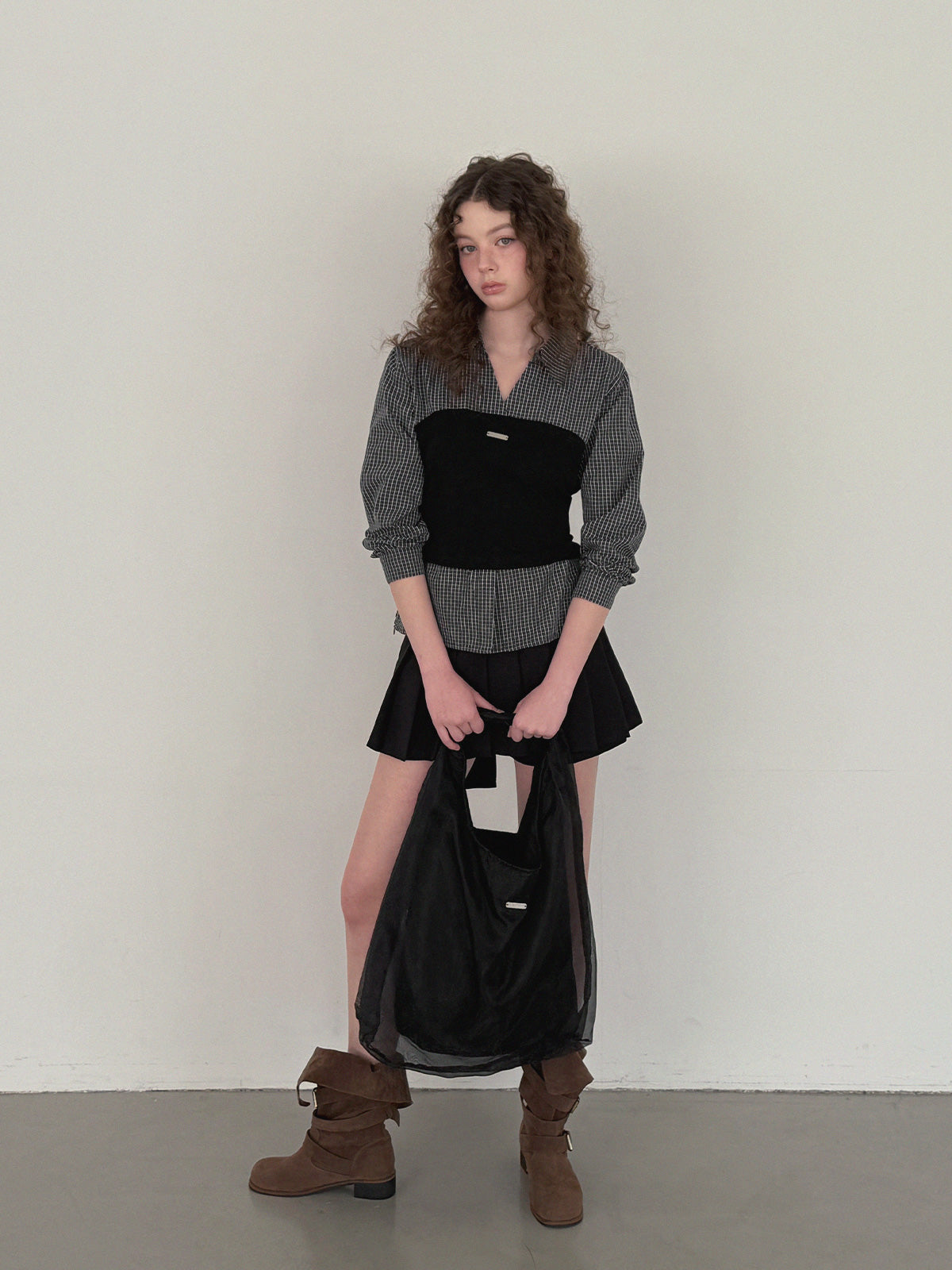 Noen Layered Top Bustier Shirt Blouse
