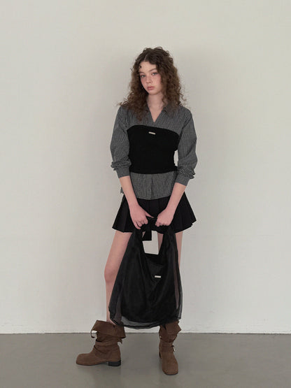 Noen Layered Top Bustier Shirt Blouse