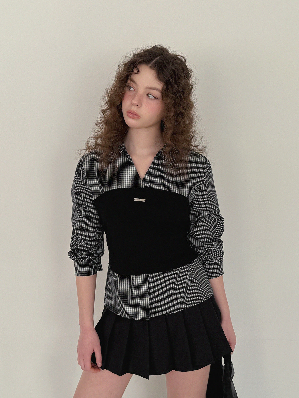 Noen Layered Top Bustier Shirt Blouse