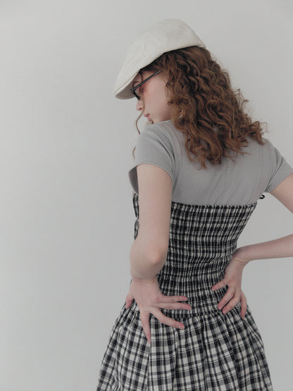 Vinci pattern pintuck long dress