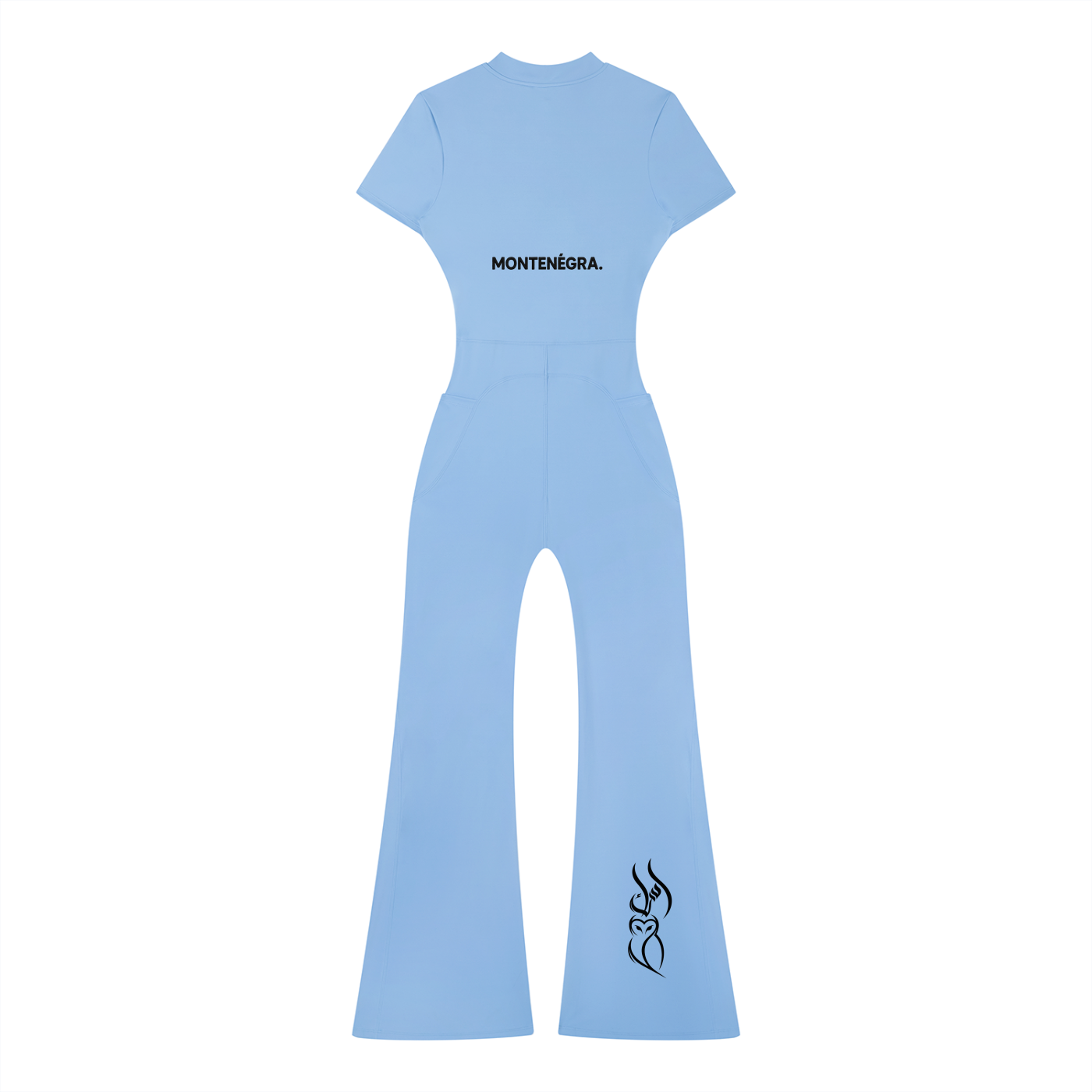 The Lady in Blue Tight Flared Leg Quarter-Zip Jumpsuit
