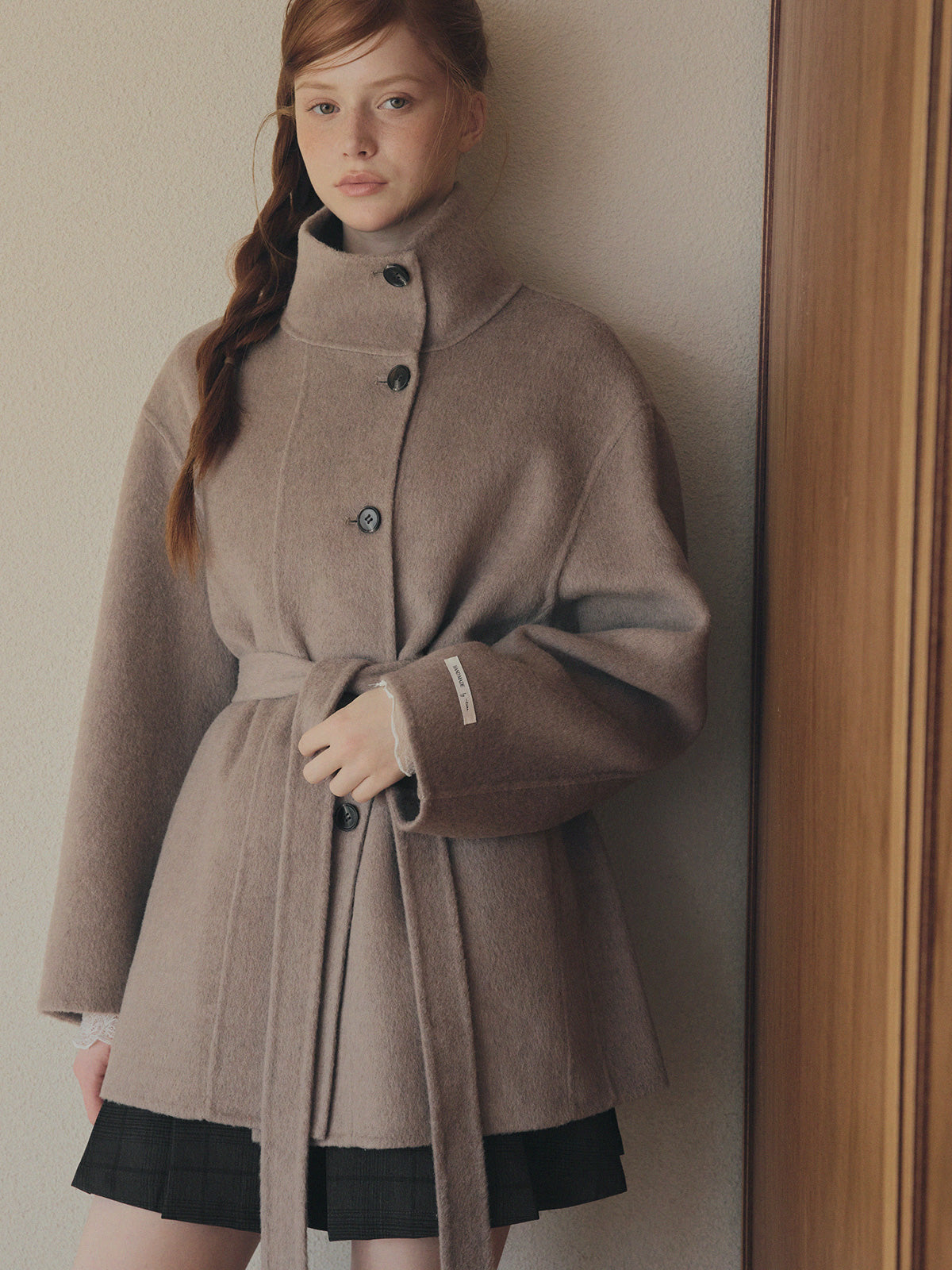 Heton High Neck Handmade Half Coat (with Strap)