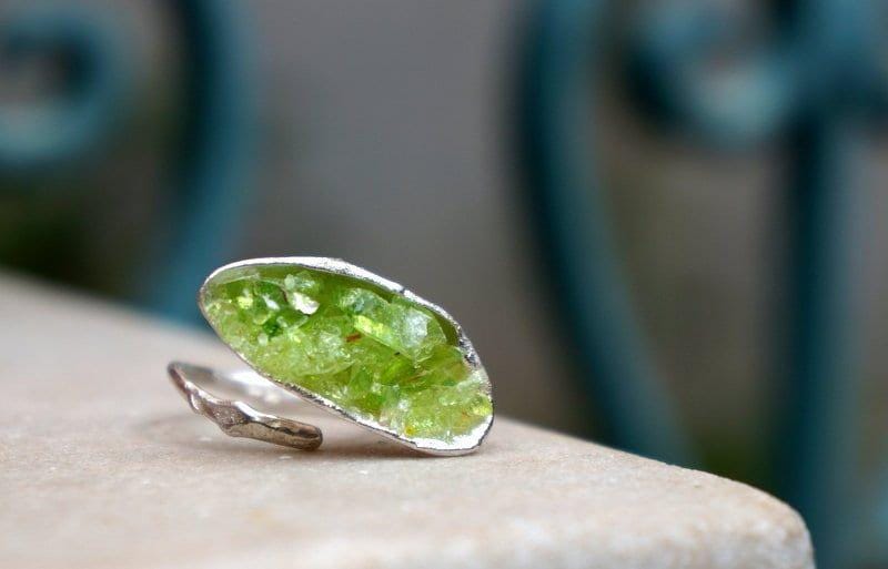 Murano Glass Silver Statement Ring, Handmade Statement Jewelry, Organic Nature Band, Gift for Balance & Connection, Sterling Silver 925