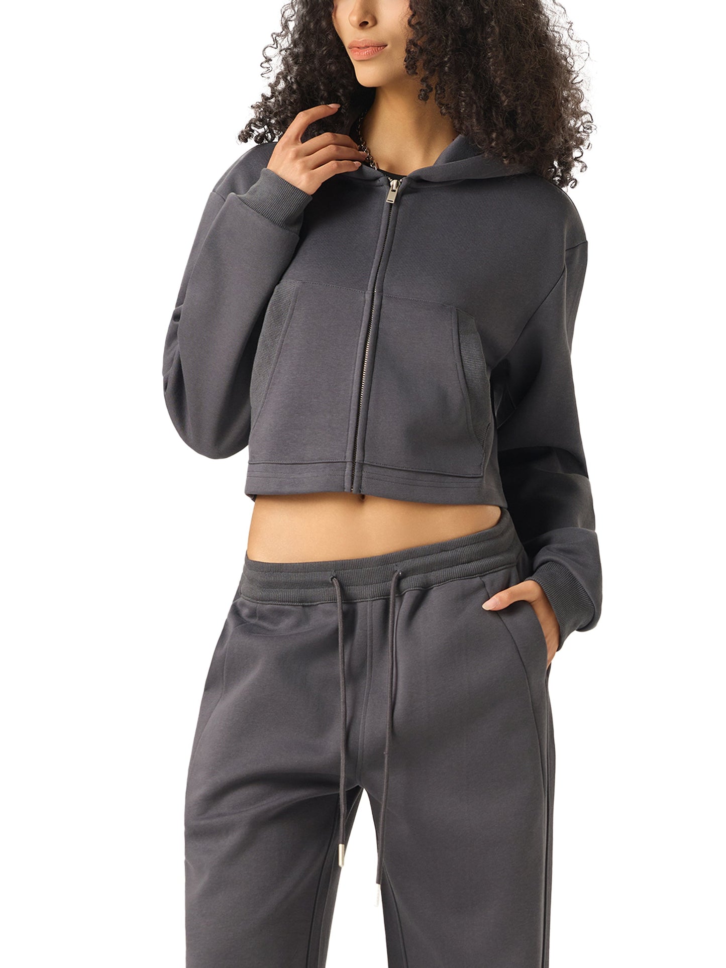 Montenegra Essential Cropped Zip-Up Hoodie