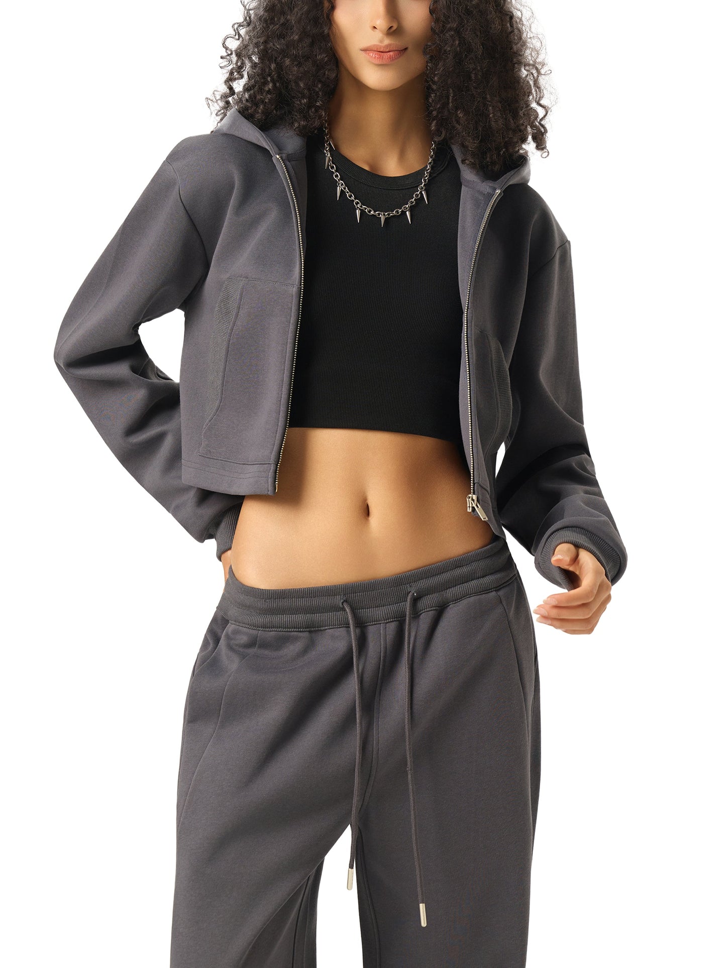 Montenegra Essential Cropped Zip-Up Hoodie