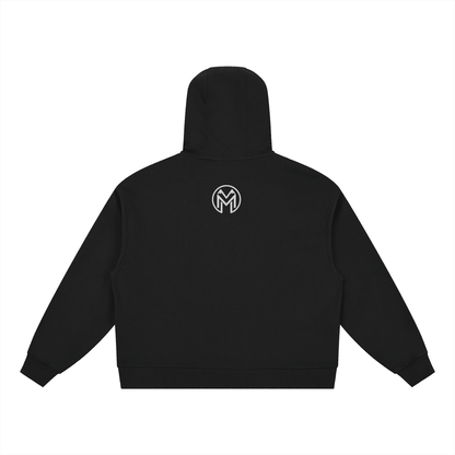 Montenégra Boxy Button Placket Hoodie - Premium Black and White