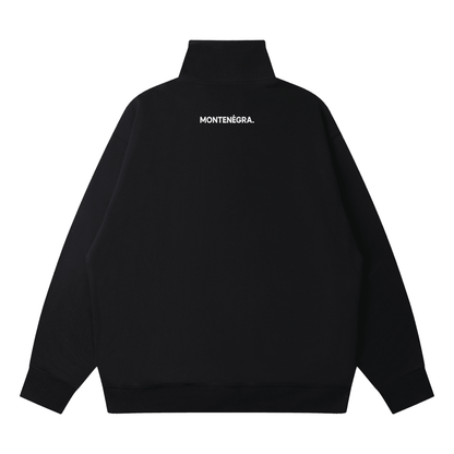 Montenégra Quarter-Zip Drop Shoulder Sweatshirt - Premium Black and white