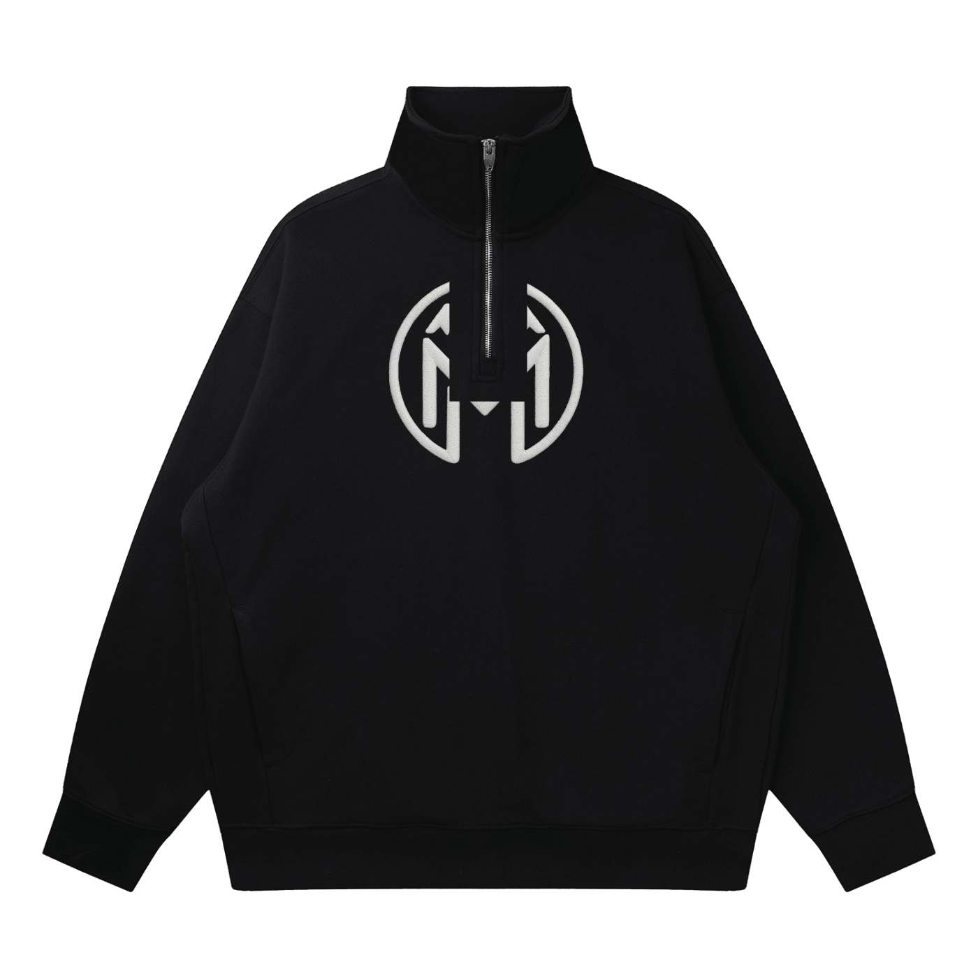 Montenégra Quarter-Zip Drop Shoulder Sweatshirt - Premium Black and white