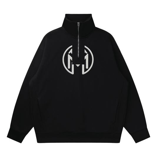 Montenégra Quarter-Zip Drop Shoulder Sweatshirt - Premium Black and white
