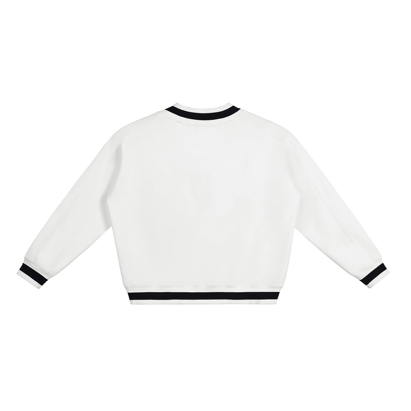 Montenégra V-Neck Contrast Collar Boxy Sweatshirt - Silky White and Black