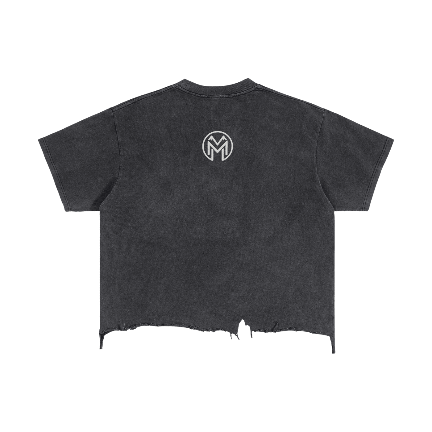 Montenégra Vintage Wash Boxy Distressed Hem T-Shirt - Washed Black and White