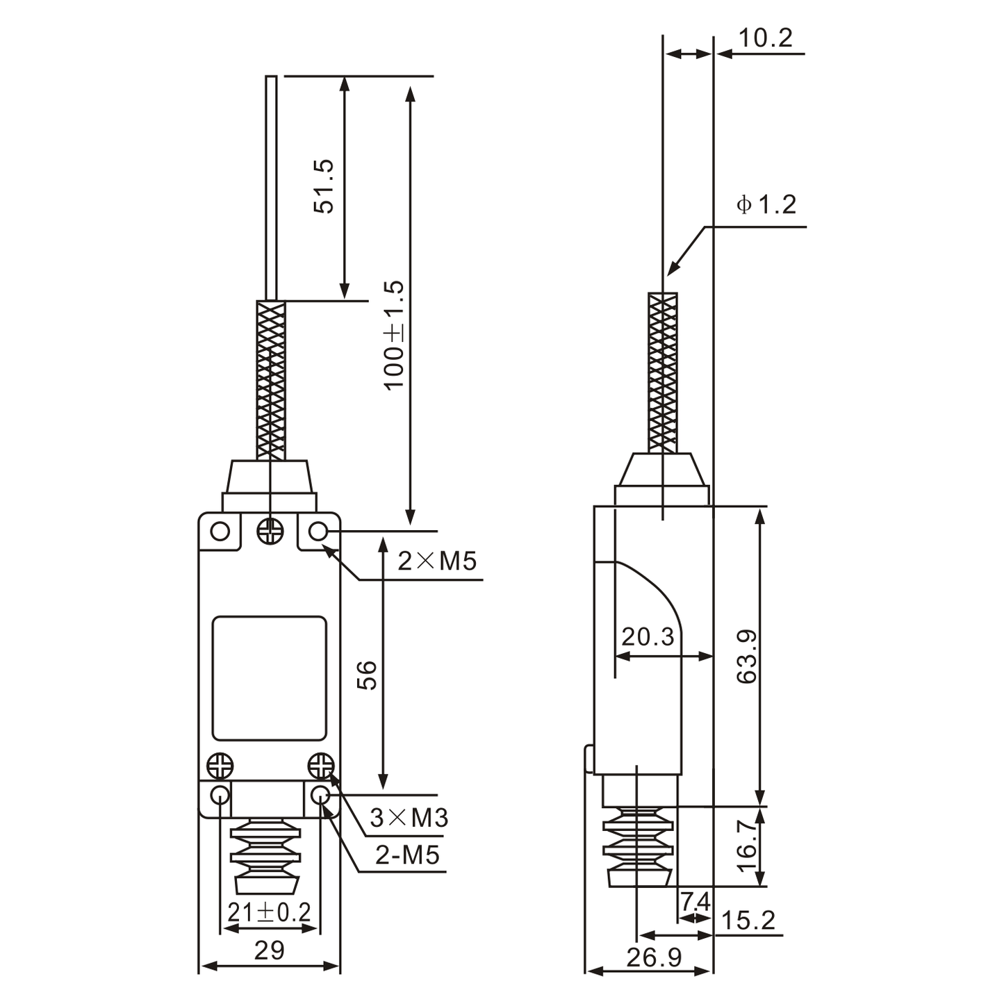 ME-8169 Momentary Flexible Spring Arm Actuator Limit Switch