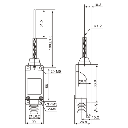 ME-8169 Momentary Flexible Spring Arm Actuator Limit Switch